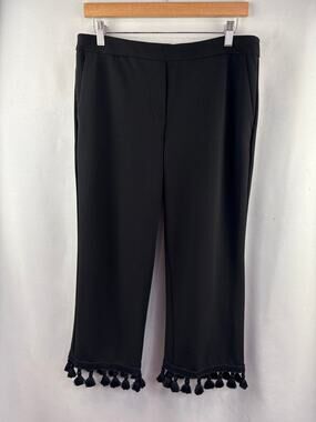 Women’s Josh & Arielle Size 8 Black Capri Slacks w/ Fringe Detail